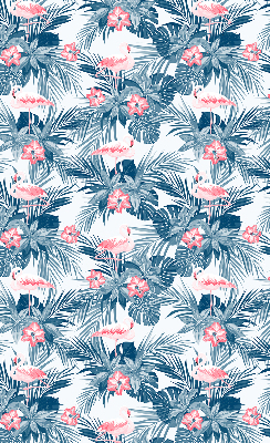 Fabric roller blind for window Tropical plants and flamingos
