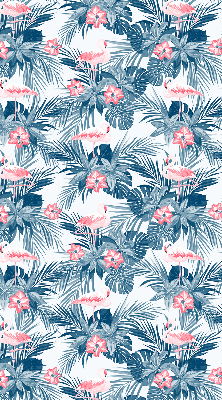 Fabric roller blind for window Tropical plants and flamingos