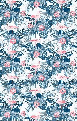 Fabric roller blind for window Tropical plants and flamingos
