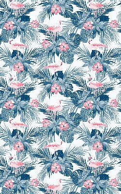 Fabric roller blind for window Tropical plants and flamingos