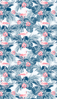 Fabric roller blind for window Tropical plants and flamingos