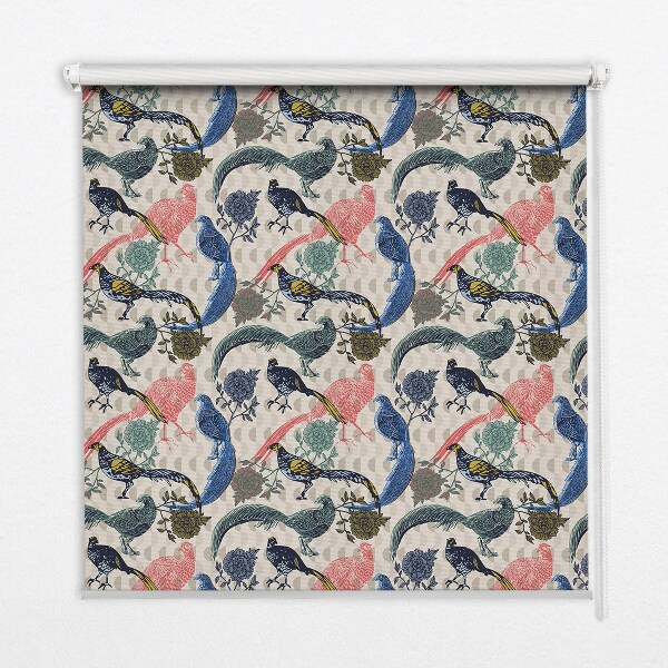 Blackout roller blind for window Colorful peacocks