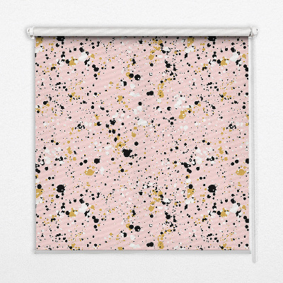 Fabric roller blind for window Paint stains on a pink background