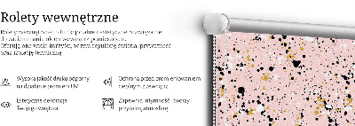 Fabric roller blind for window Paint stains on a pink background
