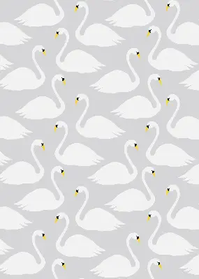 Blackout roller blind swans pattern
