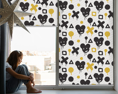 Blackout roller blind for window Black and yellow patterns