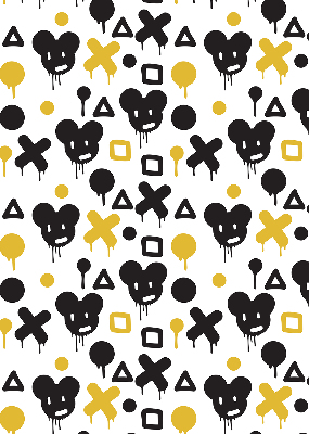 Blackout roller blind for window Black and yellow patterns
