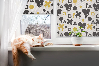 Blackout roller blind for window Black and yellow patterns