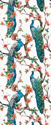 Blackout roller blind peacock on a branch print