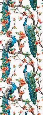 Blackout roller blind peacock on a branch print
