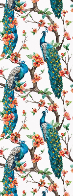 Blackout roller blind for window Peacock on a branch