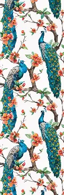 Blackout roller blind peacock on a branch print
