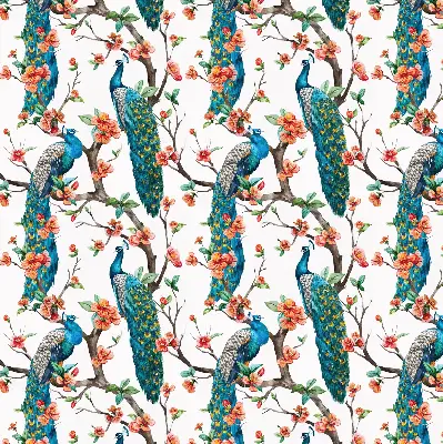 Blackout roller blind peacock on a branch print