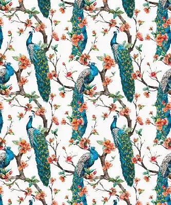 Blackout roller blind peacock on a branch print