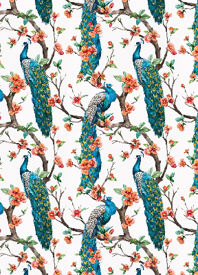 Blackout roller blind for window Peacock on a branch