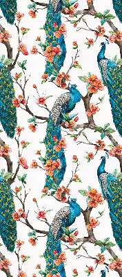 Blackout roller blind peacock on a branch print