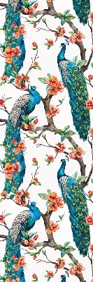 Blackout roller blind peacock on a branch print
