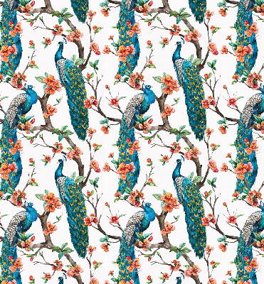 Blackout roller blind for window Peacock on a branch