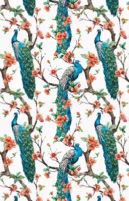 Blackout roller blind peacock on a branch print