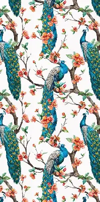 Blackout roller blind peacock on a branch print