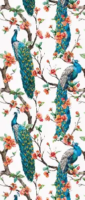Blackout roller blind peacock on a branch print