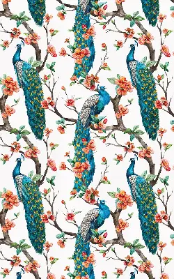 Blackout roller blind peacock on a branch print