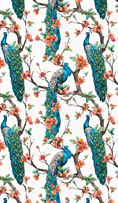 Blackout roller blind peacock on a branch print