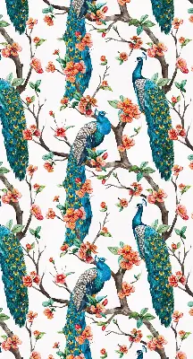 Blackout roller blind peacock on a branch print