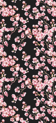 Fabric roller blind for window with floral tree print