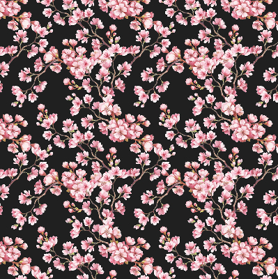 Fabric roller blind for window Flowers from the tree