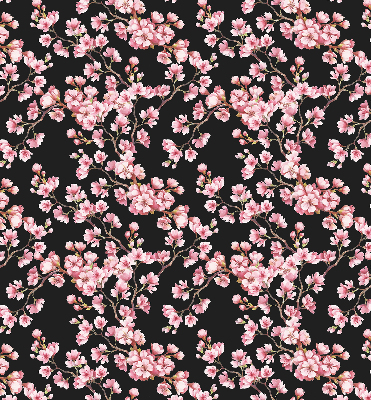 Fabric roller blind for window with floral tree print
