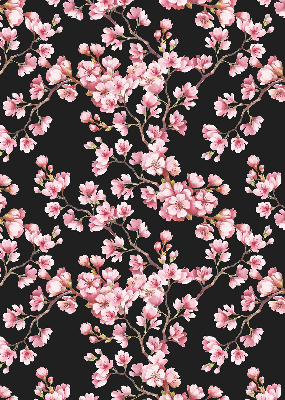 Fabric roller blind for window Flowers from the tree