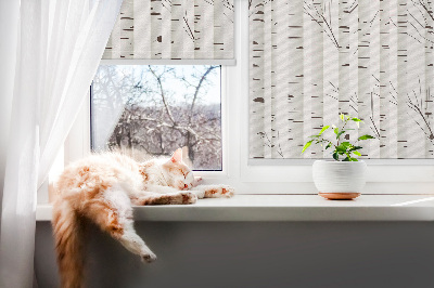 Fabric roller blind for window Birches