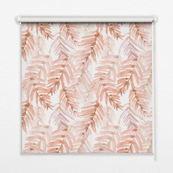 Blackout roller blind pink leaves pattern