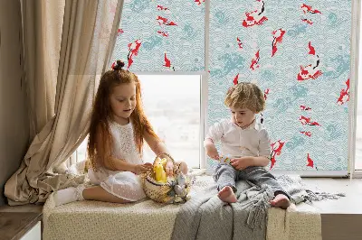 Blackout roller blind with a fish in the water design