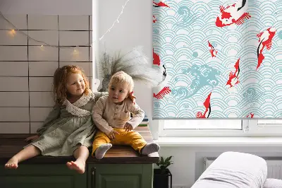 Blackout roller blind with a fish in the water design