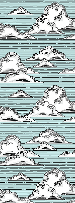Fabric roller blind for window clouds pattern