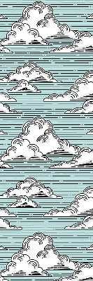 Fabric roller blind for window clouds pattern