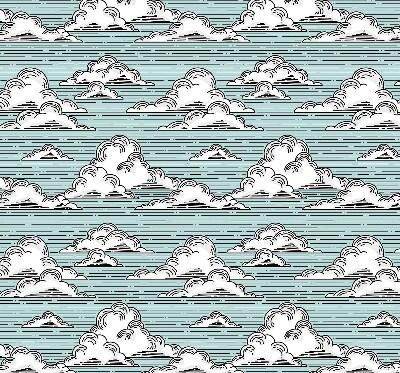 Fabric roller blind for window clouds pattern