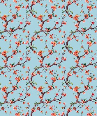 Fabric roller blind for window Flower buds from trees