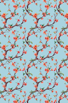 Fabric roller blind for window Flower buds from trees