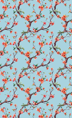 Fabric roller blind for window Flower buds from trees