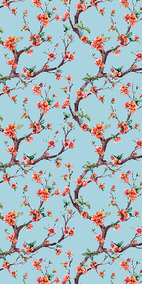 Fabric roller blind for window Flower buds from trees