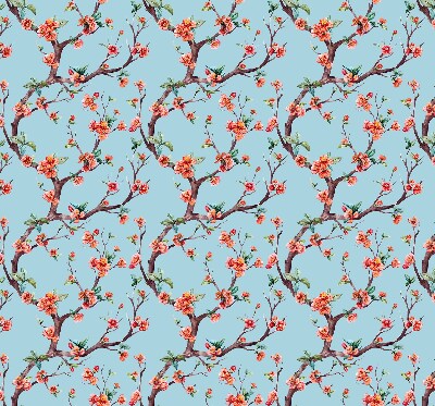 Fabric roller blind for window Flower buds from trees