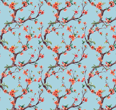 Fabric roller blind for window Flower buds from trees