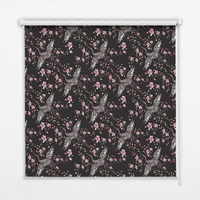Blackout roller blind for window Herons and flowers