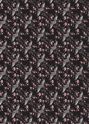 Blackout window roller blind herons and flowers print