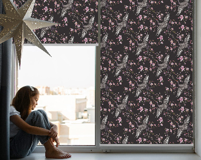 Blackout roller blind for window Herons and flowers