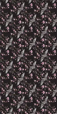 Blackout window roller blind herons and flowers print