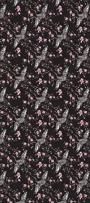 Blackout window roller blind herons and flowers print